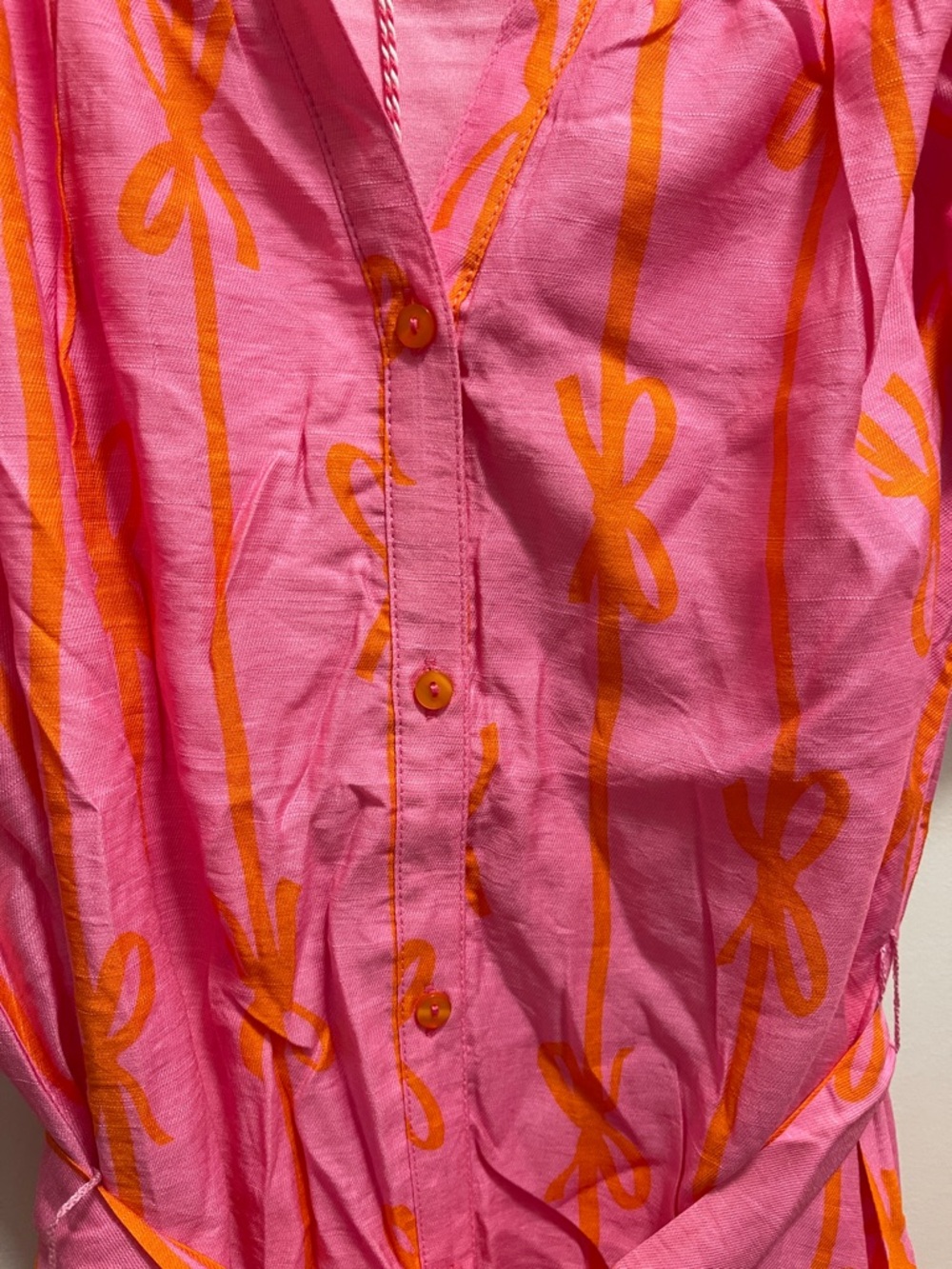 NWT Umgee Bow Print Mini Dress w/ Tie Waist - Picture 7 of 10
